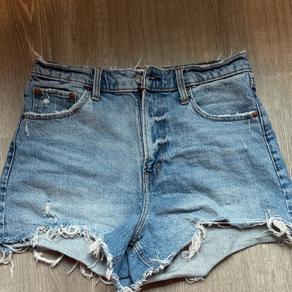 Abercrombie & Fitch Light Blue Distressed Jean Shorts